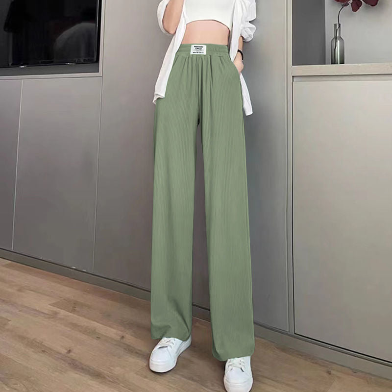 Women's SpringSummer High Waist Drooping Ice Silk Thin Pants