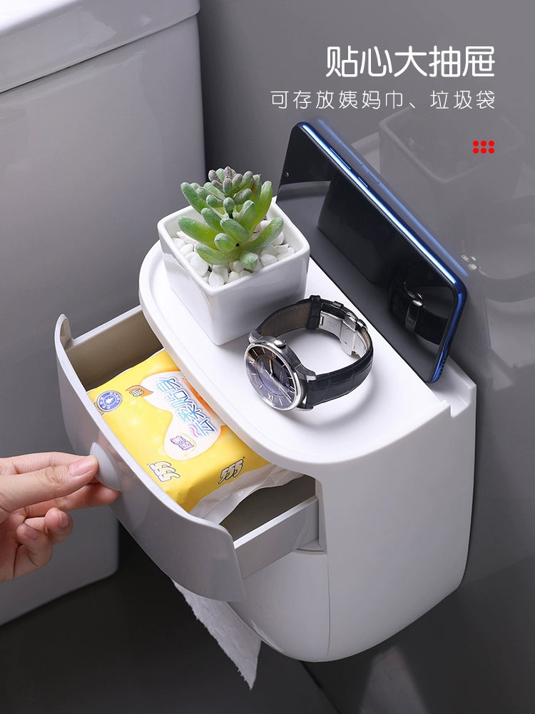 Toilet Punch-Free Waterproof Toilet Double-Layer Tissue Holder