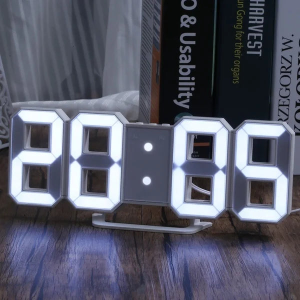 3D LED Digital Wall Clock, Glowing Night Mode, Adjustable Electronic Table Clock, Living Room Decoration