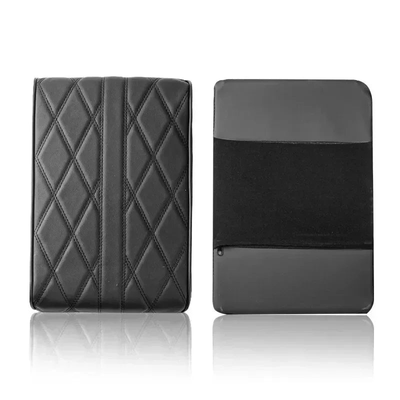 Wave Embroider PU Leather Car Armrest Mat Center Console Arm Rest Protection Cushion Auto Armrests Storage Box Cover Pad