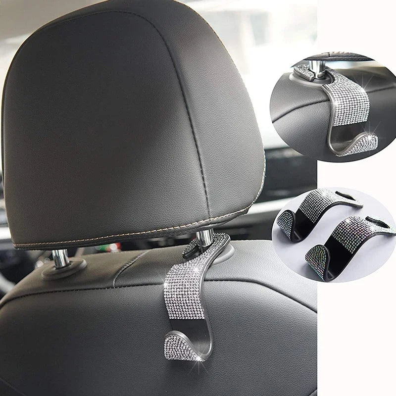 Rhinestone Car Seat Back Hook Hanger Auto Back Universal Headrest Mount Storage Holder Car Interior Accessories