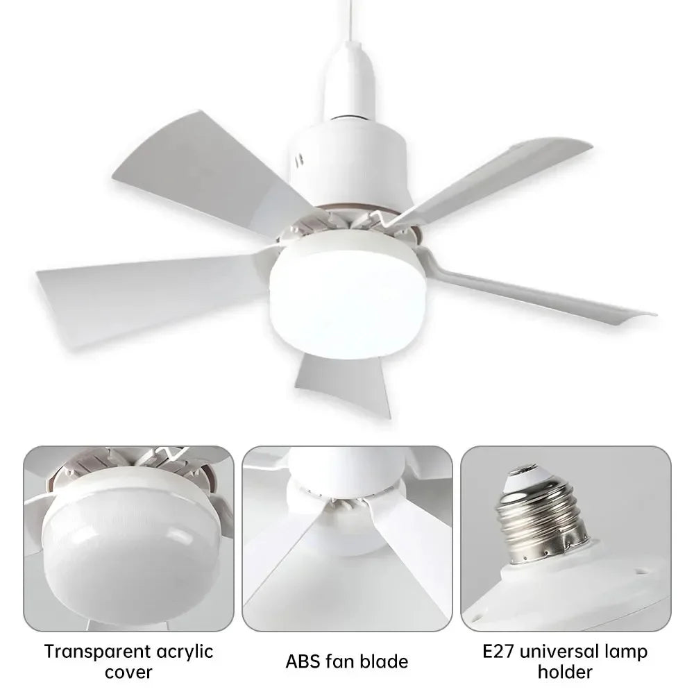 LED Ceiling Fan With Light Remote Control Dimmable E27 Base Wireless 30W 3 Wind Speed Fans Lighting For Bedroom and Living Roo