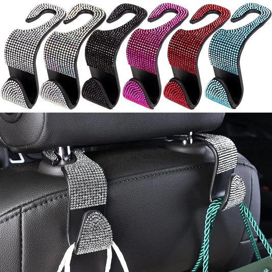 Rhinestone Car Seat Back Hook Hanger Auto Back Universal Headrest Mount Storage Holder Car Interior Accessories