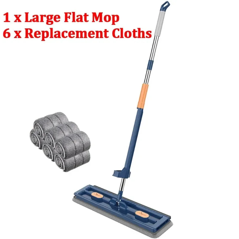 Enlarged Floor Mop With Mop Bucket Hand Washing Free Lazy Mop Squeeze Household Automatic Dehydration Magic Flat Mops Cleaning