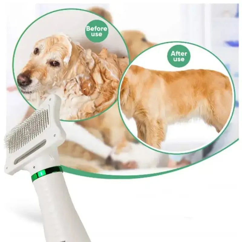 Pet Hair Dryer 2 with Slicker Brush Grooming for Cat and Dog Brush Professional Home Grooming Furry Drying Portable Dog Blower