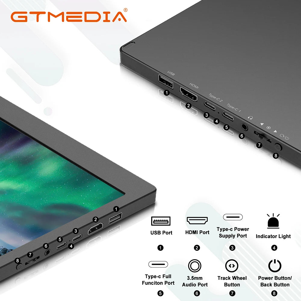 [Genuine]GTMEDIA MATE X Portable Dual Screen Monitor 11.6 inch IPS FHD 195-degree rotation Support 13.1-17.3 inches laptop