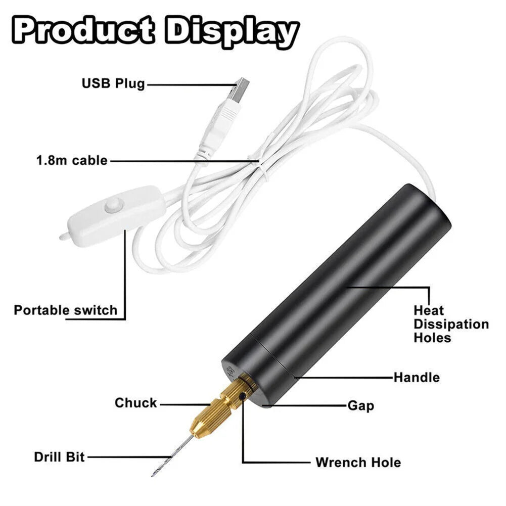 Electric Hand Drill Tools Set Mini Electric Drill With Usb Cable Round Drill Body Wrench 10 Twist Drill Bits 100 Eye Screws 1100