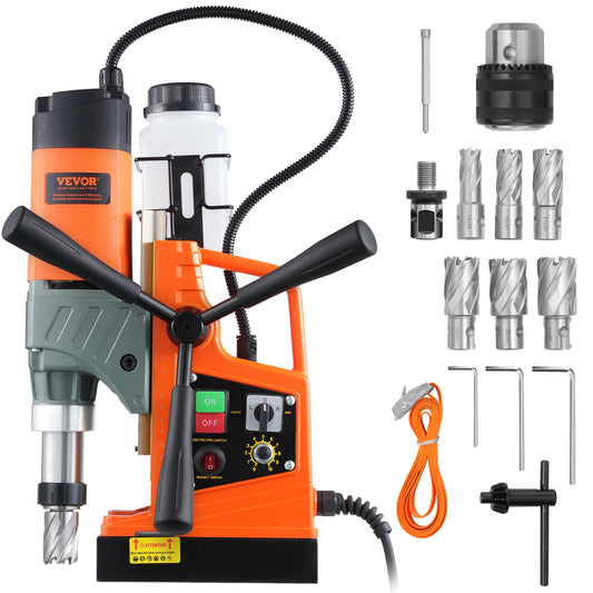 VEVOR 1450W Magnetic Drill 2" Boring Diameter 12500/12800N Portable Electric Mag Drill Press 800 RPM Magnetic Drilling Machine