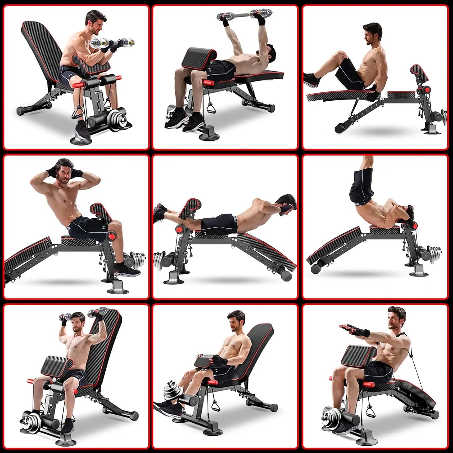 Weight Bench - Utility workout Benches for Exercise, Free Installation Design for Portable Fitness Strength Training