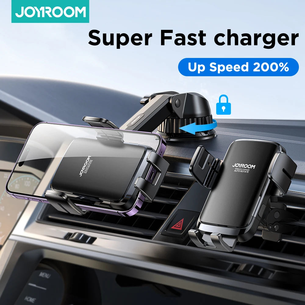 Joyroom Car Phone Holder Wireless Charger 15W Car Charger Stable Rotatable Air Vent Dashboard Phone Holder Car Charger Support