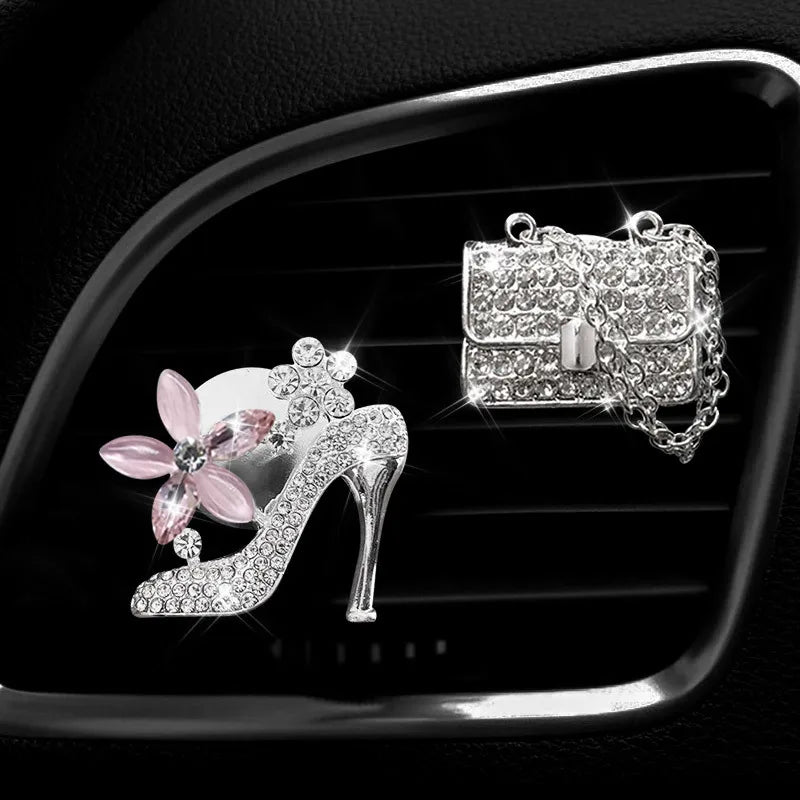 Inlay Water drill Girls Purse High Heel  car Air conditioning outlet perfume car perfume car interior accessories car fragrance