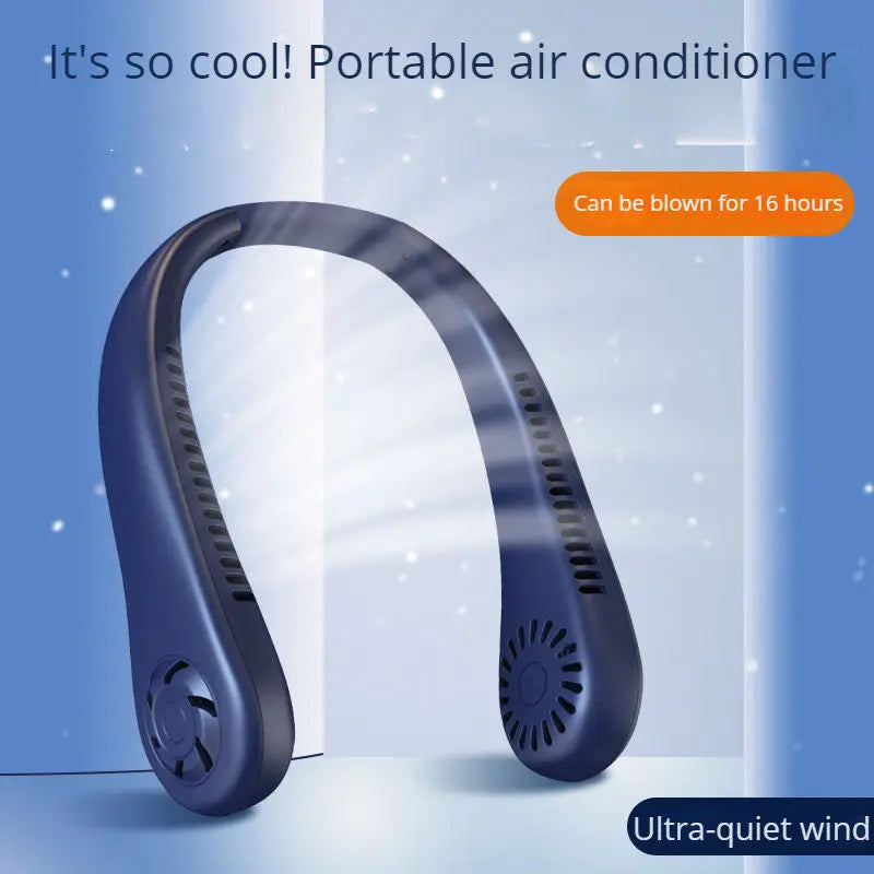 1200mAh Mini Air Cooling small neck Fan Portable Outdoor Sports USB Large Wind Powered Wireless Bladeless neck Fan