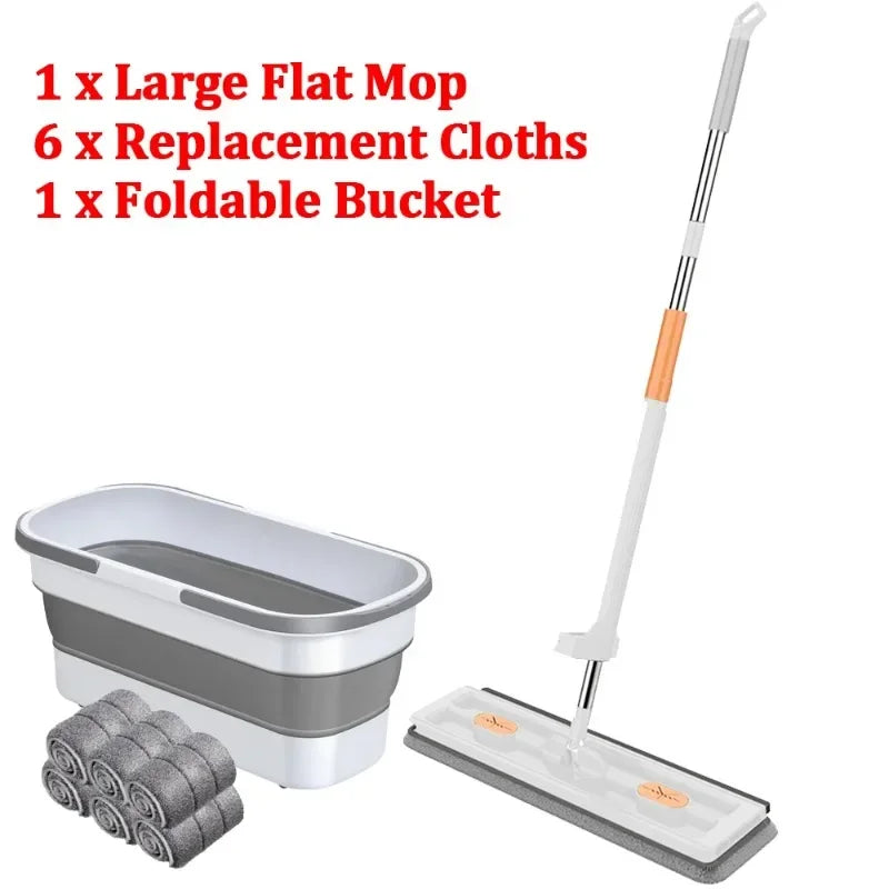 Enlarged Floor Mop With Mop Bucket Hand Washing Free Lazy Mop Squeeze Household Automatic Dehydration Magic Flat Mops Cleaning