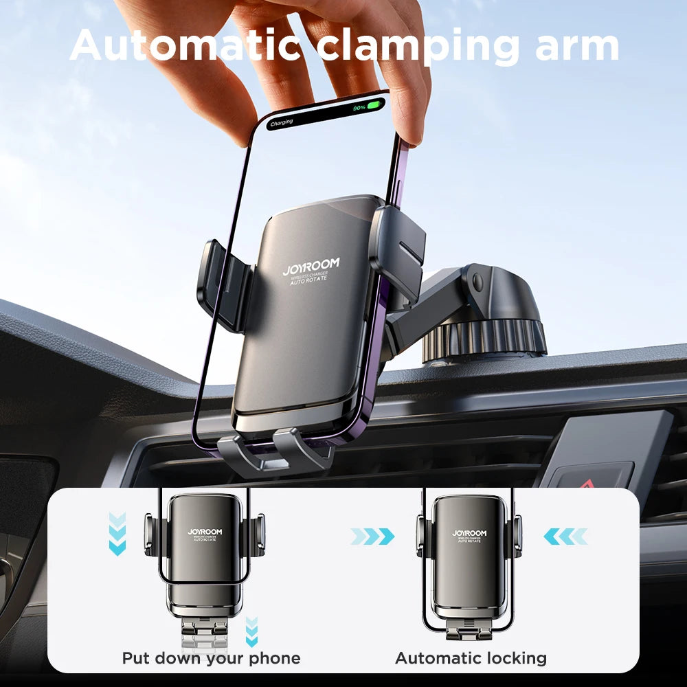 Joyroom Car Phone Holder Wireless Charger 15W Car Charger Stable Rotatable Air Vent Dashboard Phone Holder Car Charger Support