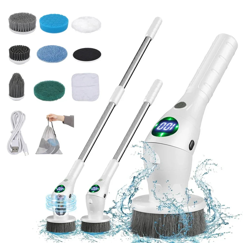 Electric Cleaning Brush 9 in 1 Multifunctional Household Wireless Rotatable Cleaning Brush For Bathroom Kitchen Windows Toilet