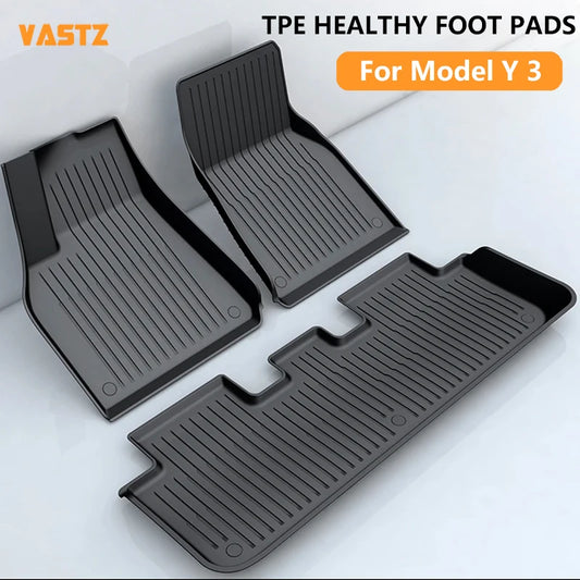 VASTZ Floor Mats for Tesla Model Y 3 2017-2024 Highland Left Right Rudder All Weather TPE Cargo Liner Cargo Trunk Accessories