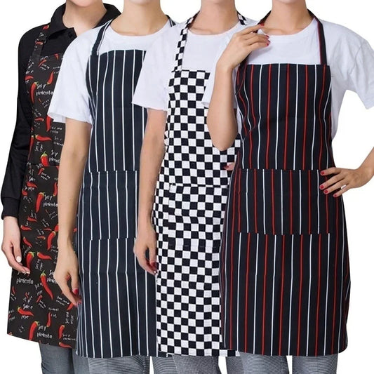 Womens Mens Cooking Chef Kitchen Restaurant BBQ Apron Dress with 2 Pockets Simple Style Waiter Apron