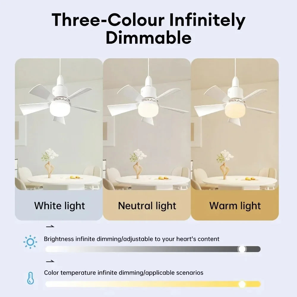 LED Ceiling Fan With Light Remote Control Dimmable E27 Base Wireless 30W 3 Wind Speed Fans Lighting For Bedroom and Living Roo