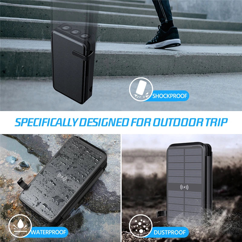 43800mAh Fast Charging Solar Power Bank  Wireless Charger foriPhone Samsung Huawei Xiaomi PD20W Powerbank solar charging panel