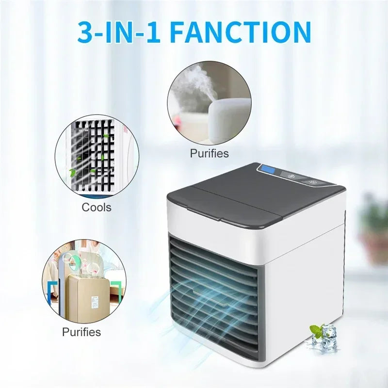 Portable Air Conditioner USB New Style 3 in 1 Purifying Humidifier Cooler with 3 Adjustable Speeds Home Offic