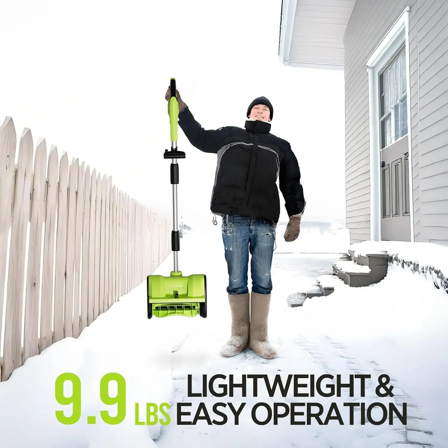 21V Cordless Snow Shovel, 12-Inch Battery Powered Snow Blower with Directional Plate, 20-Feet Snow Throwing Distance