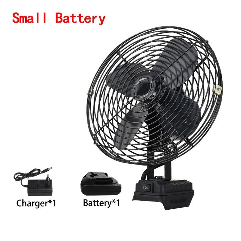 10000/20000mAh Camping Fan 6 Inches Wireless Outdoor Fishing Desktop Portable Metal Fan Strong Wind Fan Fit Makita 20V Battery