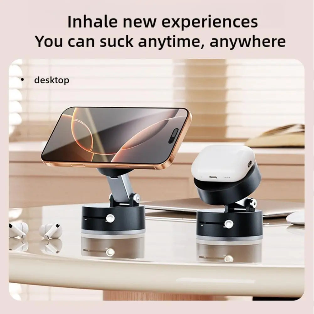 Bonola Mobile Phone Vacuum Suction Cup Holder Foldable For IPhone/ Android Kitchen Lazy Vacuum Double Sided Magnetic Bracket