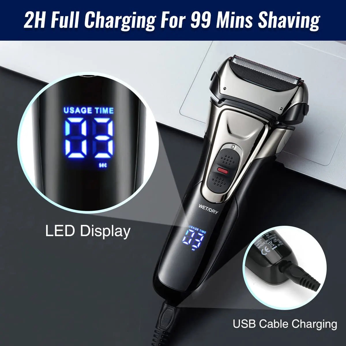 Travel Mens Shaver Mini Electric Razor for Men USB Rechargeable Beard Shaver Small Size Shavers Compact Razor Wet Dry Use