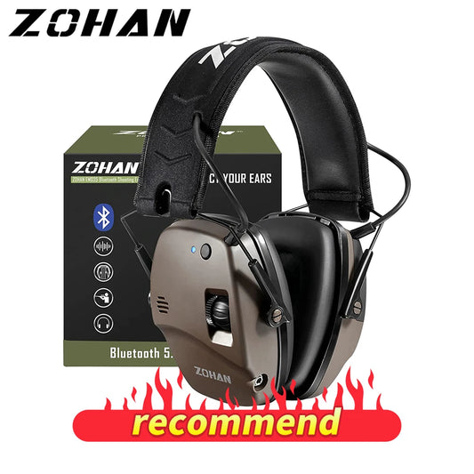 ZOHAN 5.0 Bluetooth Electronic Tactics Shooting Earmuffs Hearing Protection Active Noise Canceling With For Hunt Shoot Range