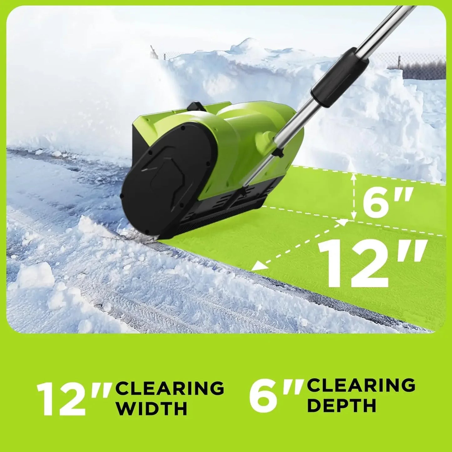 21V Cordless Snow Shovel, 12-Inch Battery Powered Snow Blower with Directional Plate, 20-Feet Snow Throwing Distance