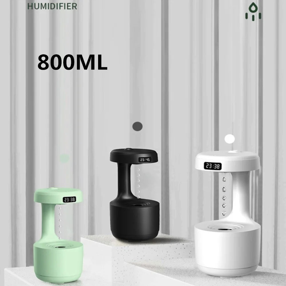 800ML Ultrasonic Air Humidifier Anti Gravity USB Air Purifier Levitating Water Drops Perfume Fogger Mist Maker LED Display Light