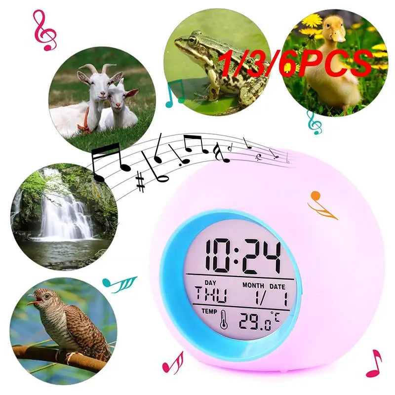 1/3/6PCS Kids Digital Alarm Clocks 7 Colors LED Change Night Light Spherical Touch Control Wake Up Electronic Clock Children