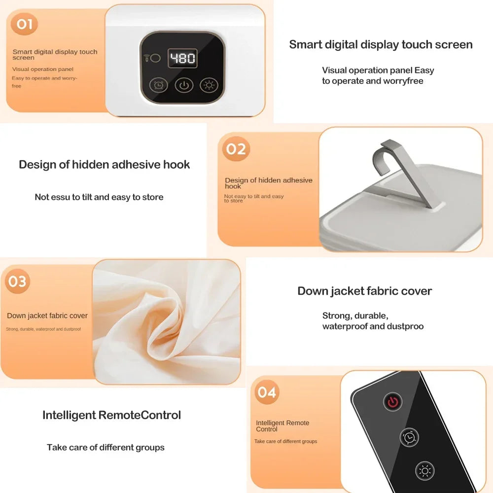 Electric Clothes Dryer Folded Remote Control Multifunctional Dryer Machine Portable Travel Warm Laundry Dryer with Timing