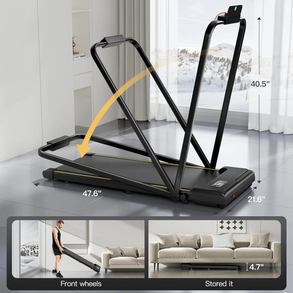 Foldable Treadmills for Home Office, Treadmill for Walking Jogging Running, Portable Lightweight Walking Treadmills with Wheel