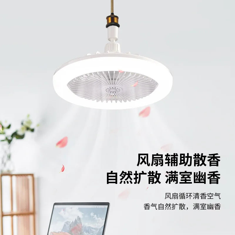 30w Ceiling Fan with Lighting Lamp E27 Converter Base with Remote Control Manual Switch for Bedroom Living Home Silent Ac85-265v