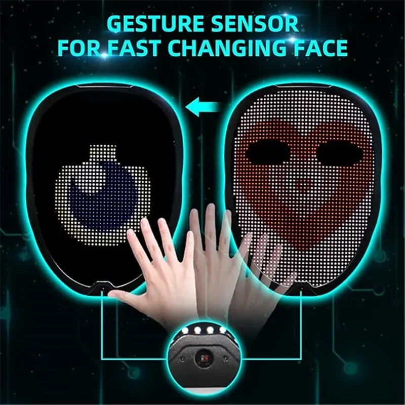 2024 New LED mask with Bluetooth programmable, ultra-light-thin LED digital light up face mask for Halloween rave cosplay