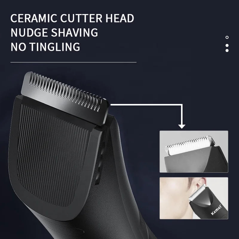 Kemei Groin Area Hair Trimmer Lawn Mower Ceramic Blade Waterproof Wet Dry Clippers Pubic Armpit Body Hair Ultimate Hygiene Razor