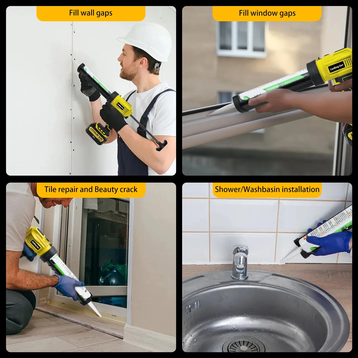 Cordless Caulking Gun Electric Silicone Gun 4 Adjustable Speed With LED Light Adhesive Gun For Makita/Dewalt/Milwaukee Battery