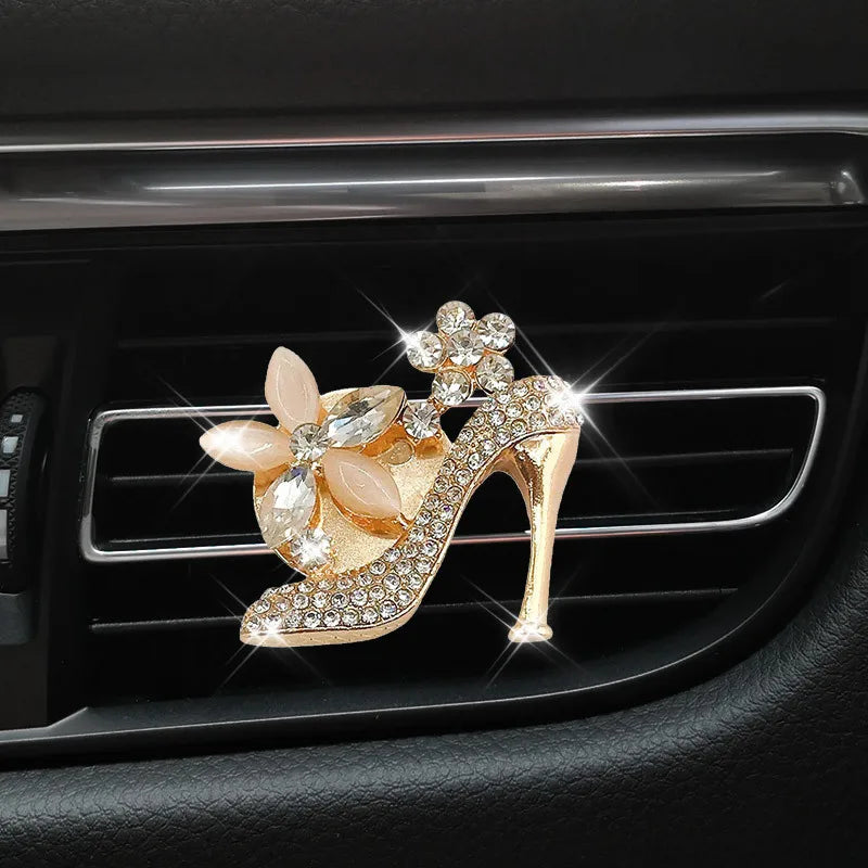 Inlay Water drill Girls Purse High Heel  car Air conditioning outlet perfume car perfume car interior accessories car fragrance