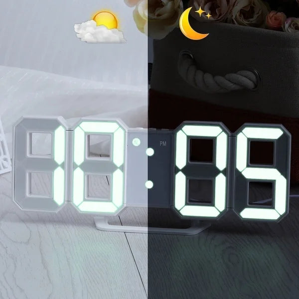 3D LED Digital Wall Clock, Glowing Night Mode, Adjustable Electronic Table Clock, Living Room Decoration