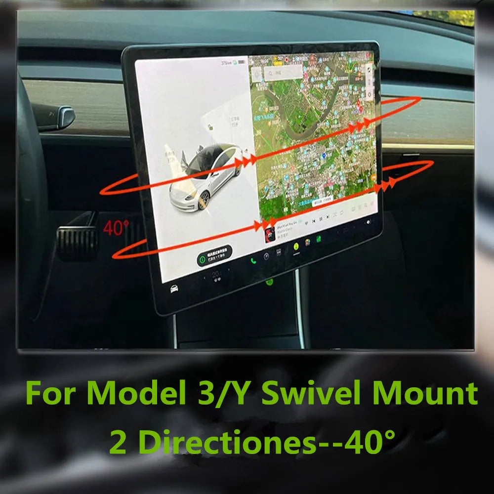 LHD/RHD 40" Swivel Mount For Tesla Model Y 3 2023 2022-17 Central Control Screen Display Rotation Bracket GPS Navigation Holder