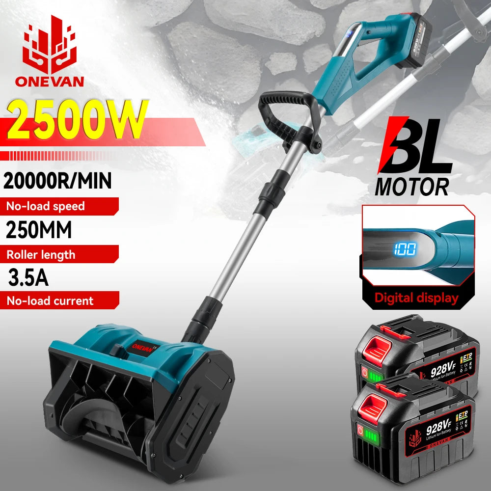 Brushless 2500W Electric Snow Plow Snow Sweeper 250mm Digital Cordless Snow Shovel Clean Street Courtyard For Makita 18V Battery