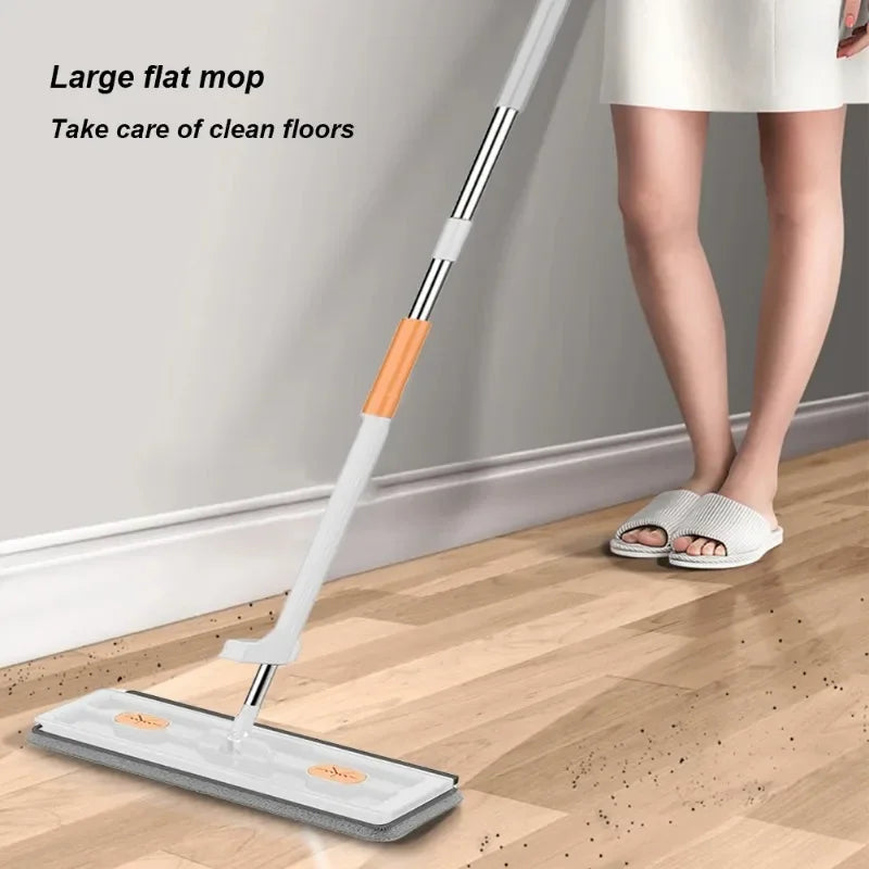 Enlarged Floor Mop With Mop Bucket Hand Washing Free Lazy Mop Squeeze Household Automatic Dehydration Magic Flat Mops Cleaning