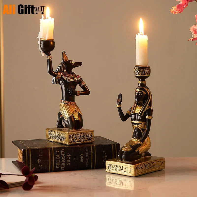 Ancient Egyptian Idol Candles Holder, Anubis, God, Cat, Sphinx, Church Holders, Home Decoration, Tealight, Office Decor