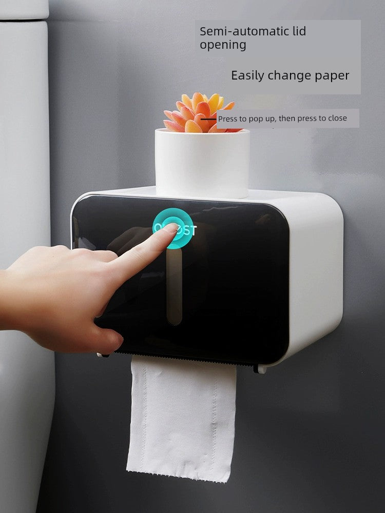 Toilet Tissue Box Toilet Toilet Paper Storage Rack Toilet Paper Tissue Paper Roll Paper Punch-Free Waterproof Wall Hanging