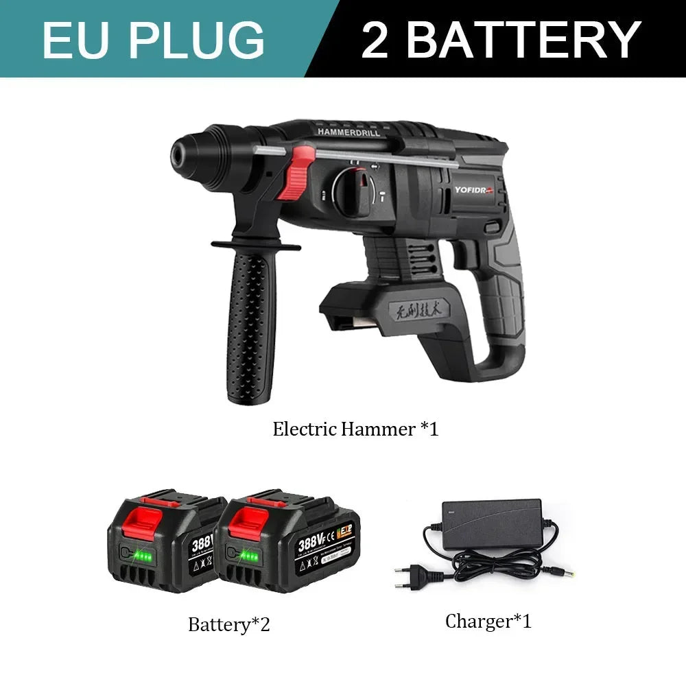 26mm Brushless Electric Hammer Cordless Rechargeable Multifunction Electric Rotary Impact Drill  Tool For Makita 18V Battery