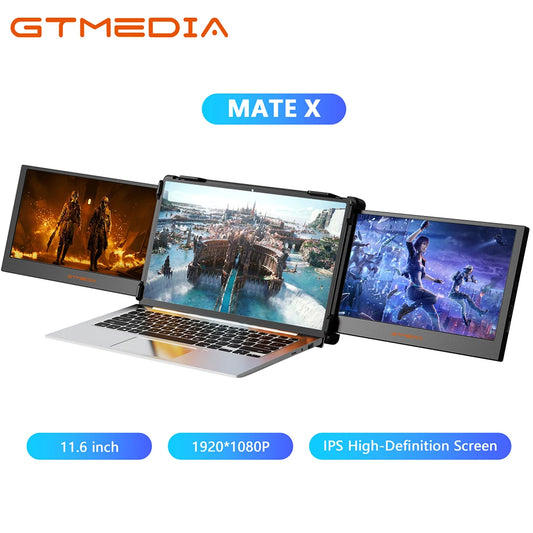 GTMEDIA Mate X 11.6-inch Portable Dual Screen Monitor Triple Portable Monitor For 13.1-17.3 Laptop Full HD IPS 1080P Display