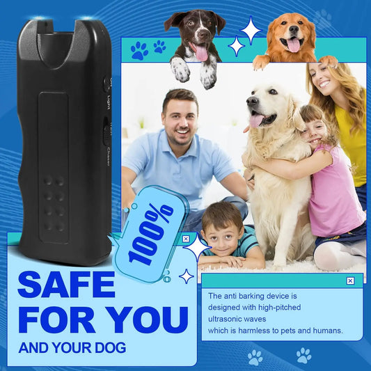 Dog Ultrasonic Repeller Pet Training Device Outdoor Deterrent Chaser Portable Anti-barking Device with LED to Repel Cats & Dogs