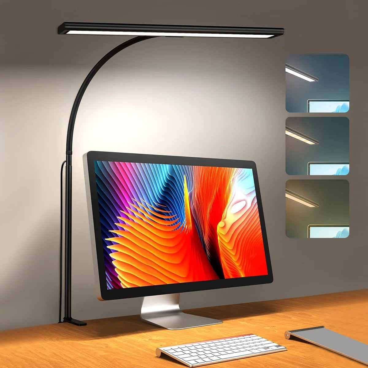 LED Desk Lamp for Office Home, Eye-Caring Desk Light Lamp with Stepless Dimming Adjustable Flexible Gooseneck Adjustable Light