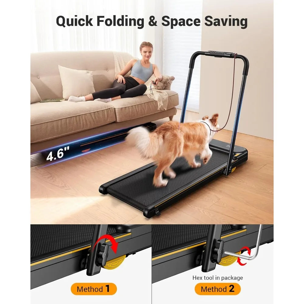 Walking Pad, Under Desk Treadmill for Home/Office Alloy Steel, 2 in 1 Folding Treadmill with Remote Control, APP and LED Display